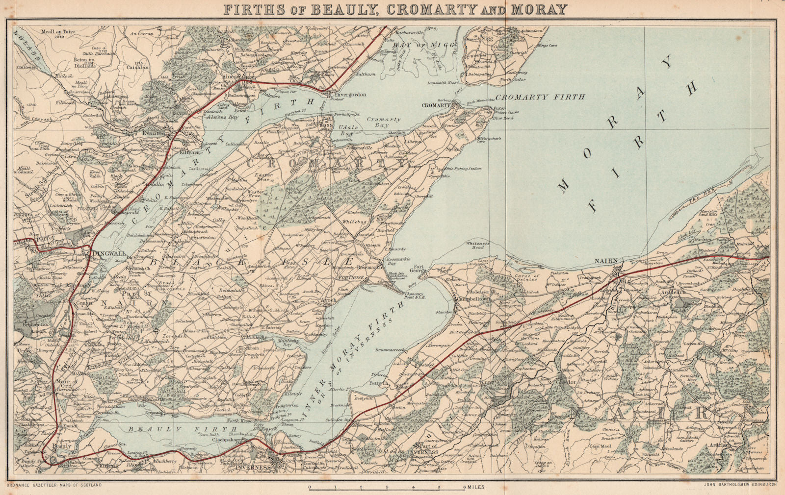 MORAY FIRTH. Firths of Beauly & Cromarty.Inverness.Scotland.BARTHOLOMEW 1885 map